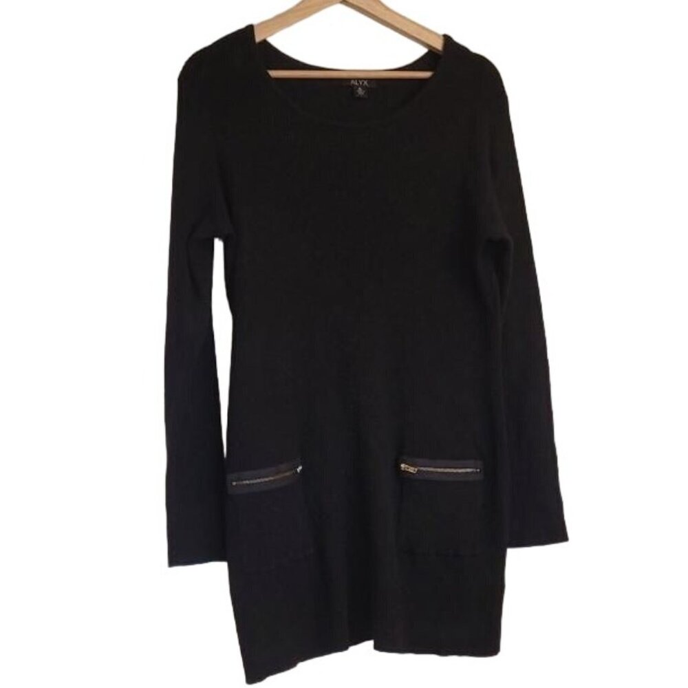 ALYX Knit Dress Size XL Pockets black long sleeve short‎
